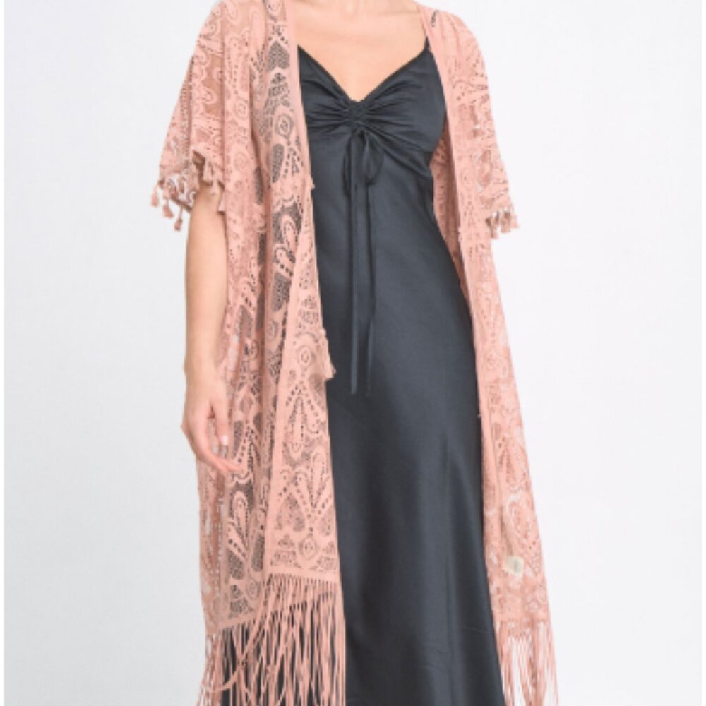 *** Sally Lace Kimono - Dusty Rose